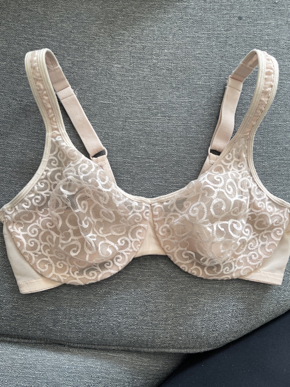 Christina Lace Overlay Underwire Bra - Beige